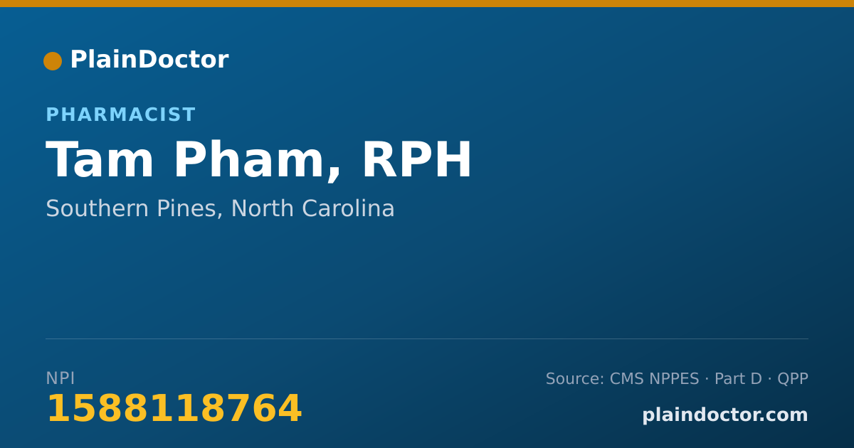 Shareable card for Tam Pham, RPH - Pharmacist, Southern Pines, NC
