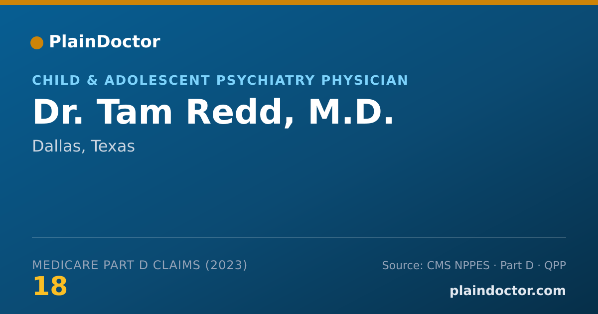Shareable card for Tam Redd, M.D. - Child & Adolescent Psychiatry Physician, Dallas, TX