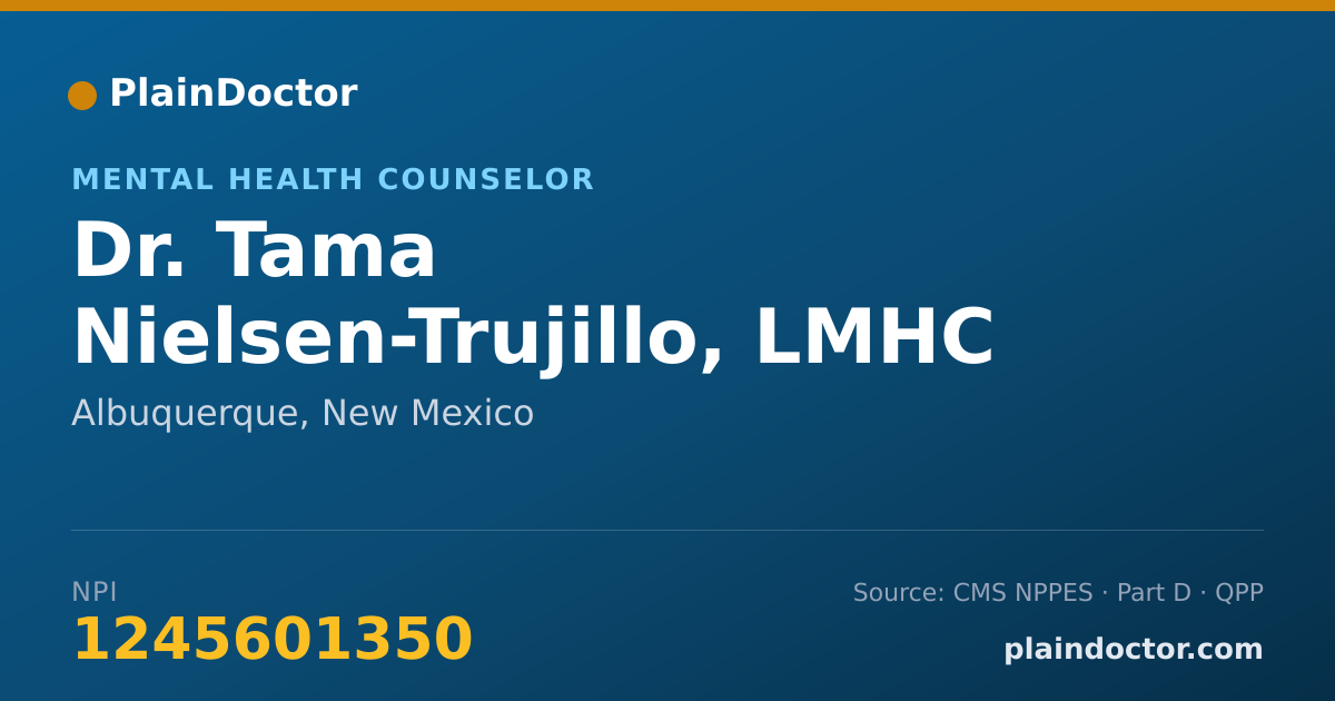 Shareable card for Tama Nielsen-Trujillo, LMHC - Mental Health Counselor, Albuquerque, NM