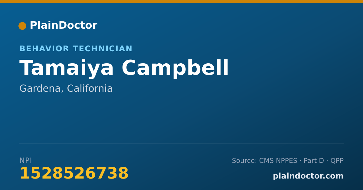 Shareable card for Tamaiya Campbell - Behavior Technician, Gardena, CA