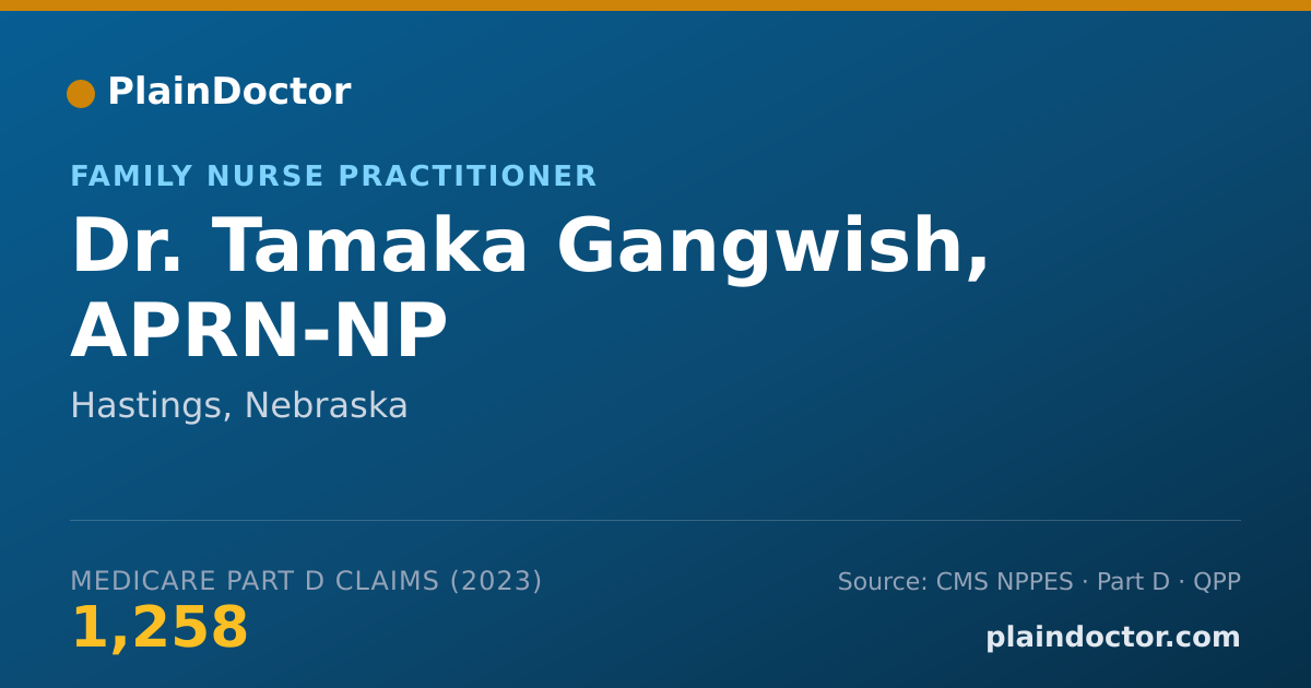 Shareable card for Tamaka Gangwish, APRN-NP - Family Nurse Practitioner, Hastings, NE