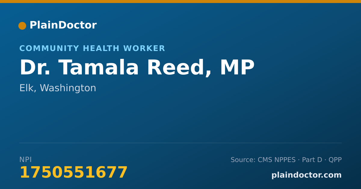 Shareable card for Tamala Reed, MP - Community Health Worker, Elk, WA