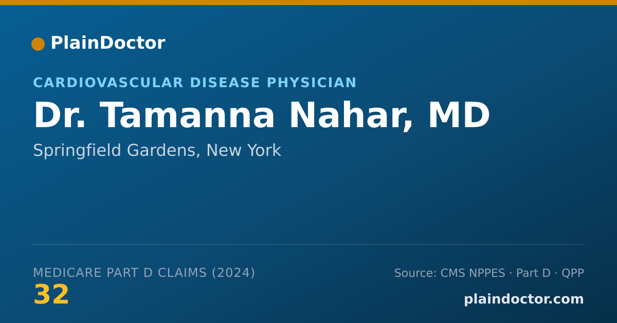 Shareable card for Tamanna Nahar, MD - Specialist, Springfield Gardens, NY