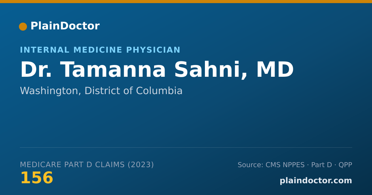 Shareable card for Tamanna Sahni, MD - Internal Medicine Physician, Washington, DC