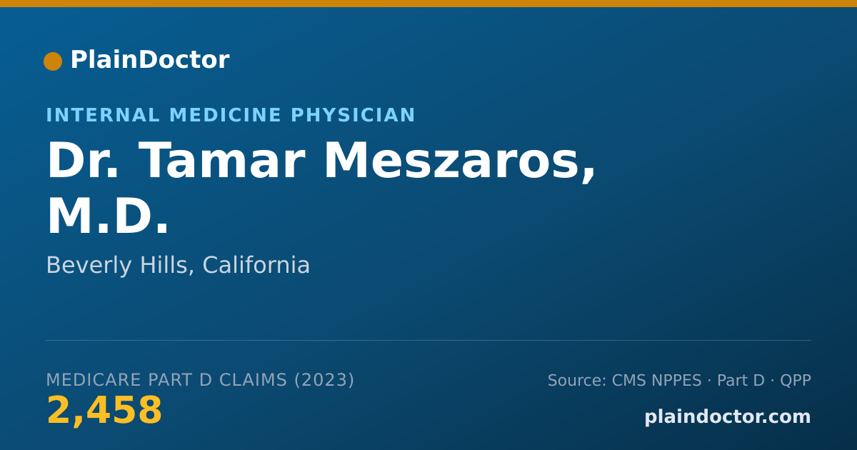Shareable card for Tamar Meszaros, M.D. - Internal Medicine Physician, Beverly Hills, CA