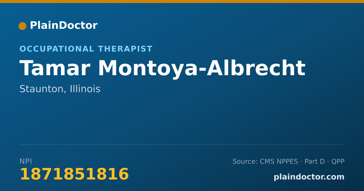 Shareable card for Tamar Montoya-Albrecht - Occupational Therapist, Staunton, IL