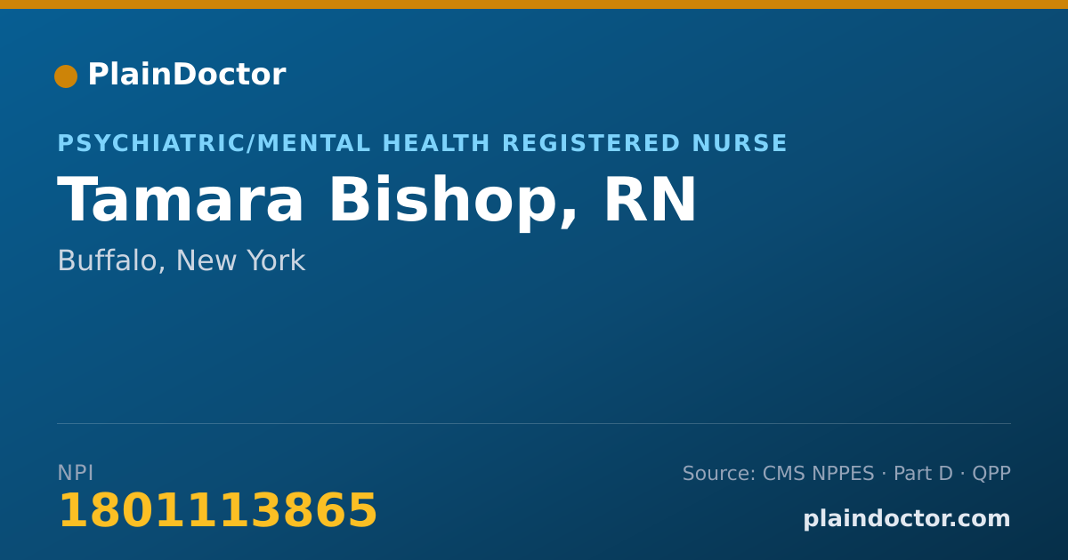 Shareable card for Tamara Bishop, RN - Psychiatric/Mental Health Registered Nurse, Buffalo, NY