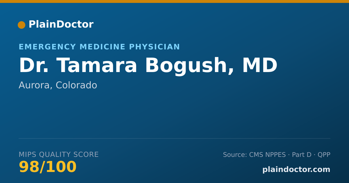 Shareable card for Tamara Bogush, MD - Emergency Medicine Physician, Aurora, CO