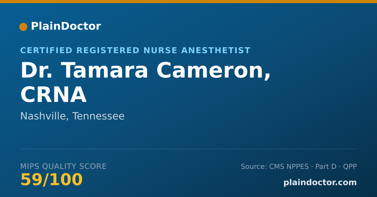 Shareable card for Tamara Cameron, CRNA - Certified Registered Nurse Anesthetist, Nashville, TN