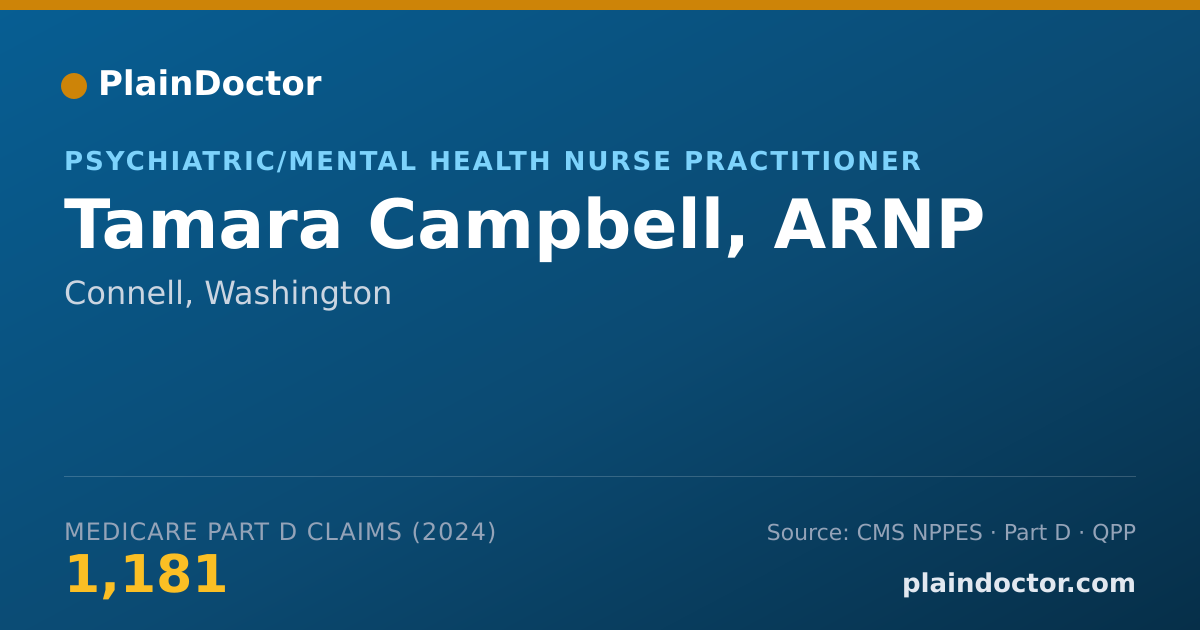 Shareable card for Tamara Campbell, ARNP - Psychiatric/Mental Health Nurse Practitioner, Connell, WA