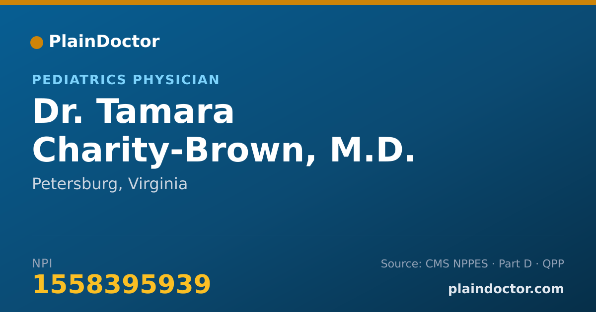 Shareable card for Tamara Charity-Brown, M.D. - Pediatrics Physician, Petersburg, VA