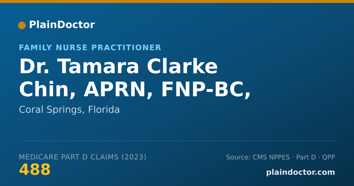 Shareable card for Tamara Clarke Chin, APRN, FNP-BC, FNP-C - Family Nurse Practitioner, Coral Springs, FL