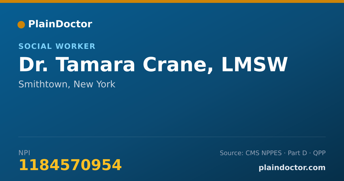 Shareable card for Tamara Crane, LMSW - Social Worker, Smithtown, NY