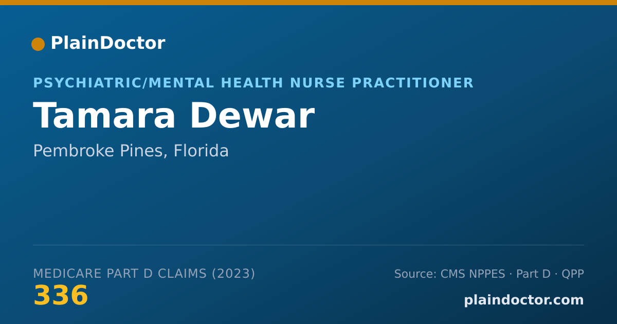 Shareable card for Tamara Dewar - Psychiatric/Mental Health Nurse Practitioner, Pembroke Pines, FL