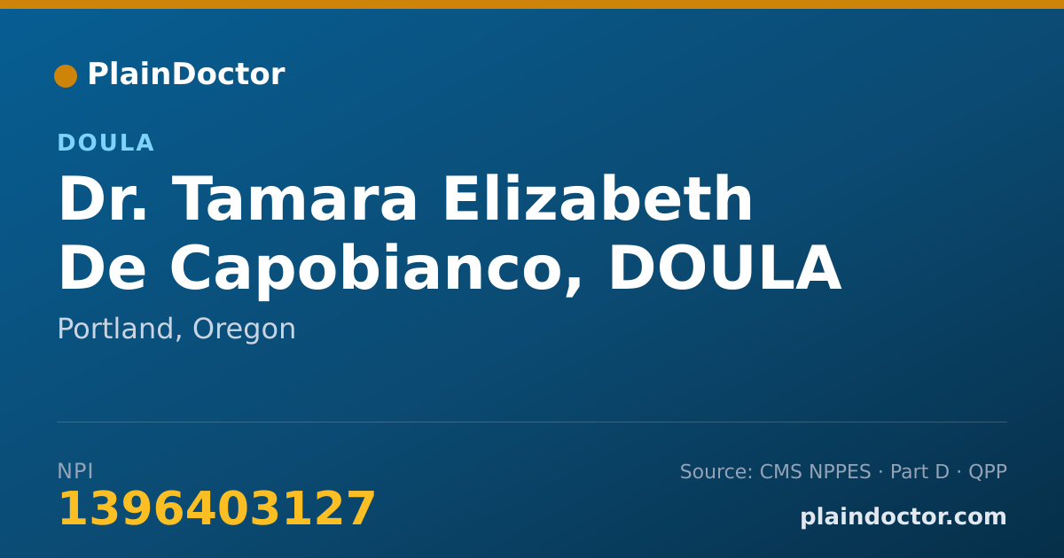 Shareable card for Tamara Elizabeth De Capobianco, DOULA - Doula, Portland, OR
