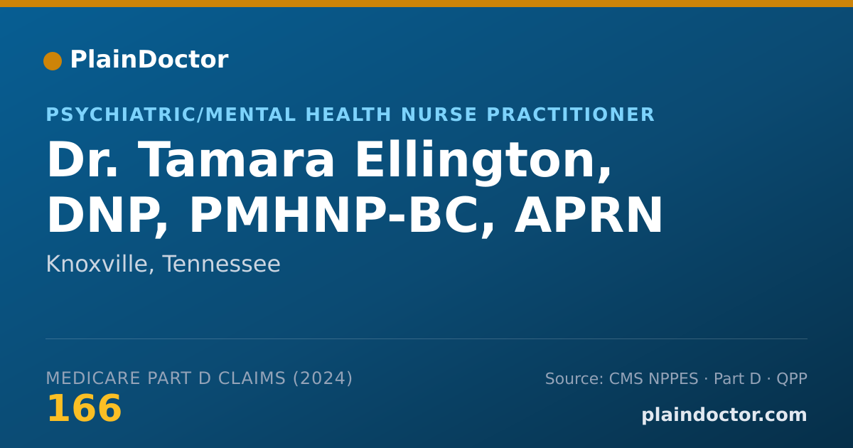 Shareable card for Tamara Ellington, DNP, PMHNP-BC, APRN - Psychiatric/Mental Health Nurse Practitioner, Knoxville, TN