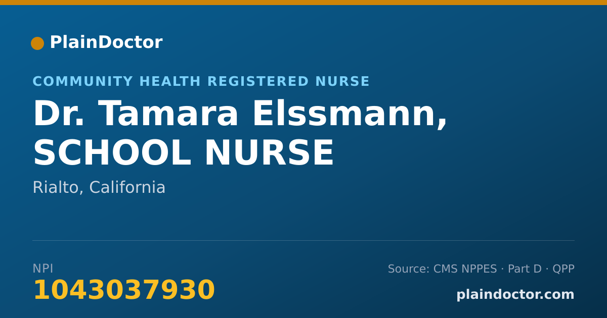 Shareable card for Tamara Elssmann, SCHOOL NURSE - Community Health Registered Nurse, Rialto, CA