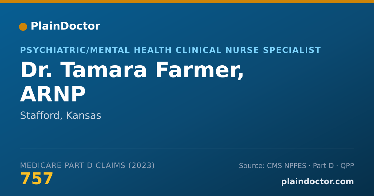 Shareable card for Tamara Farmer, ARNP - Psychiatric/Mental Health Clinical Nurse Specialist, Stafford, KS