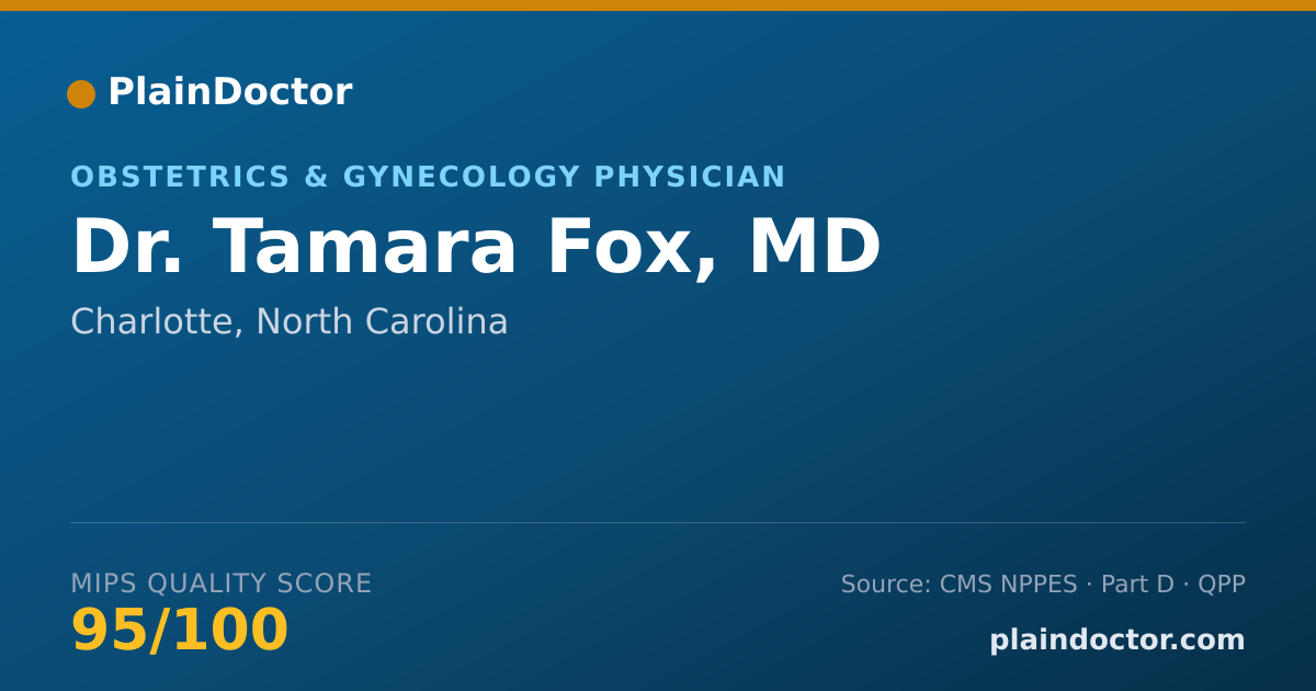 Shareable card for Tamara Fox, MD - Obstetrics & Gynecology Physician, Charlotte, NC