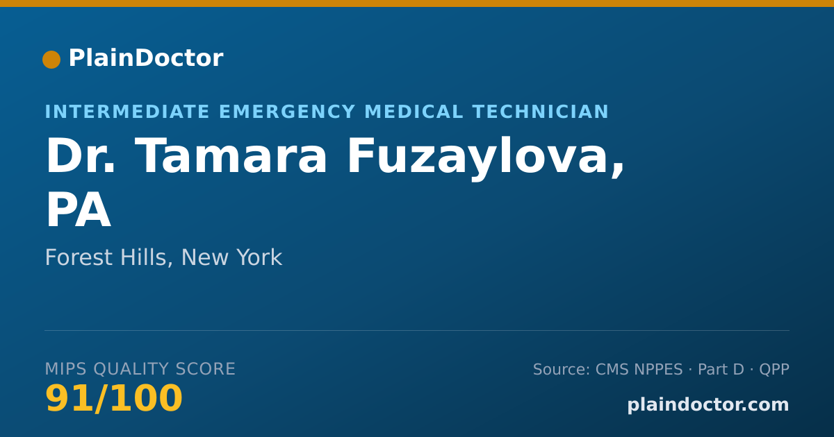 Shareable card for Tamara Fuzaylova, PA - Intermediate Emergency Medical Technician, Forest Hills, NY