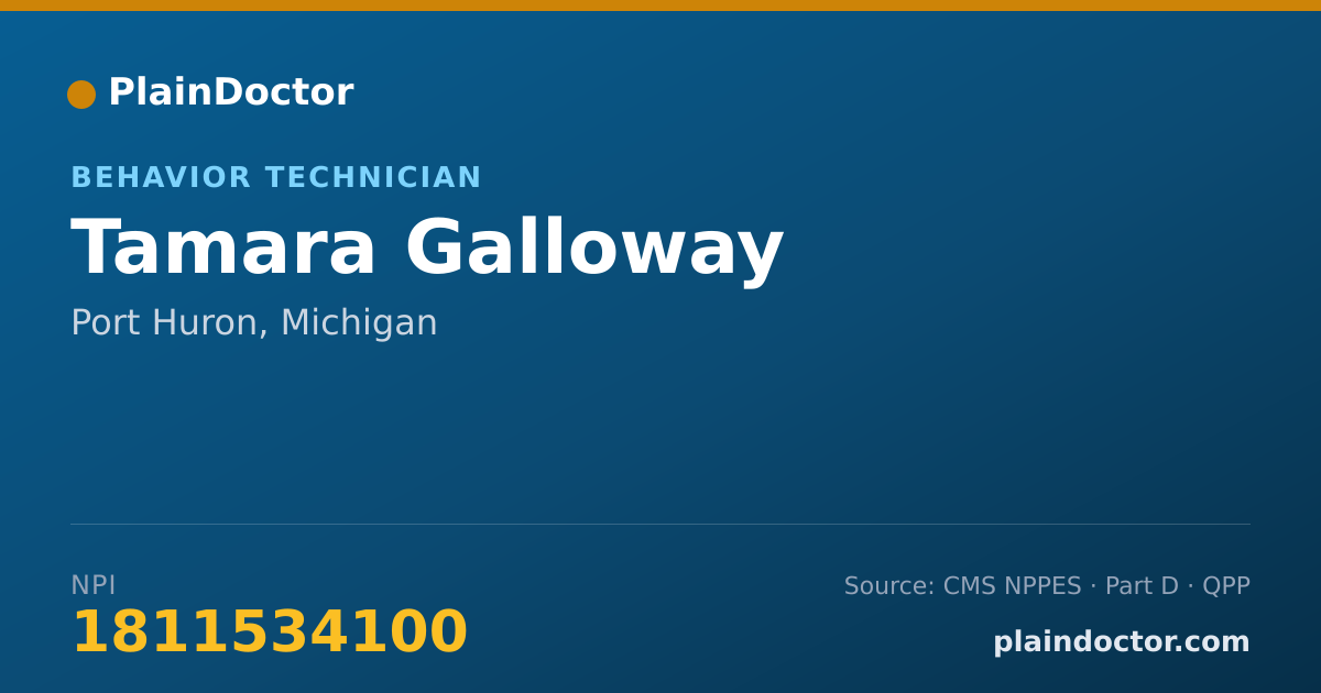 Shareable card for Tamara Galloway - Behavior Technician, Port Huron, MI