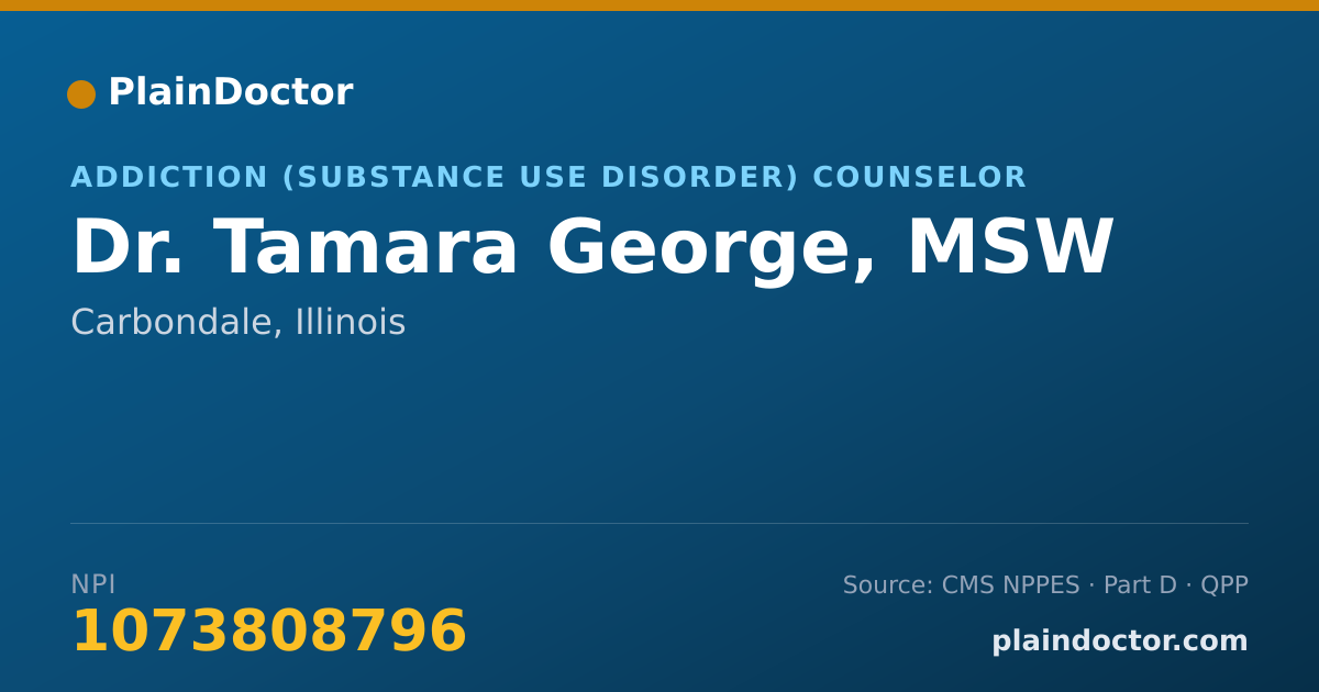 Shareable card for Tamara George, MSW - Addiction (Substance Use Disorder) Counselor, Carbondale, IL