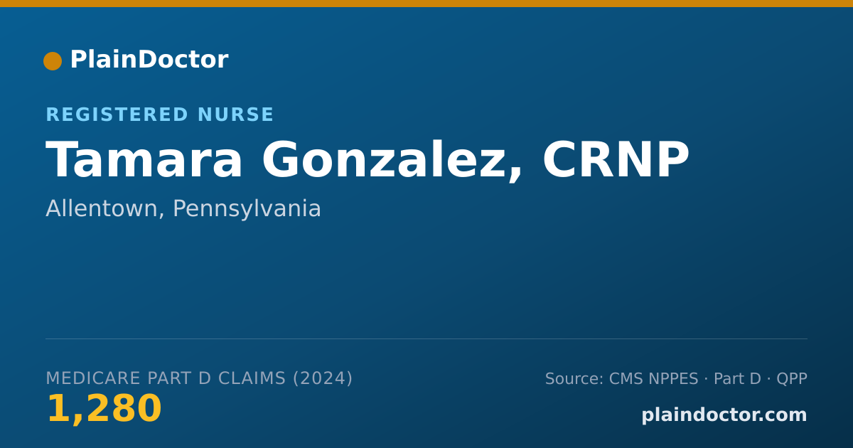 Shareable card for Tamara Gonzalez, CRNP - Registered Nurse, Allentown, PA