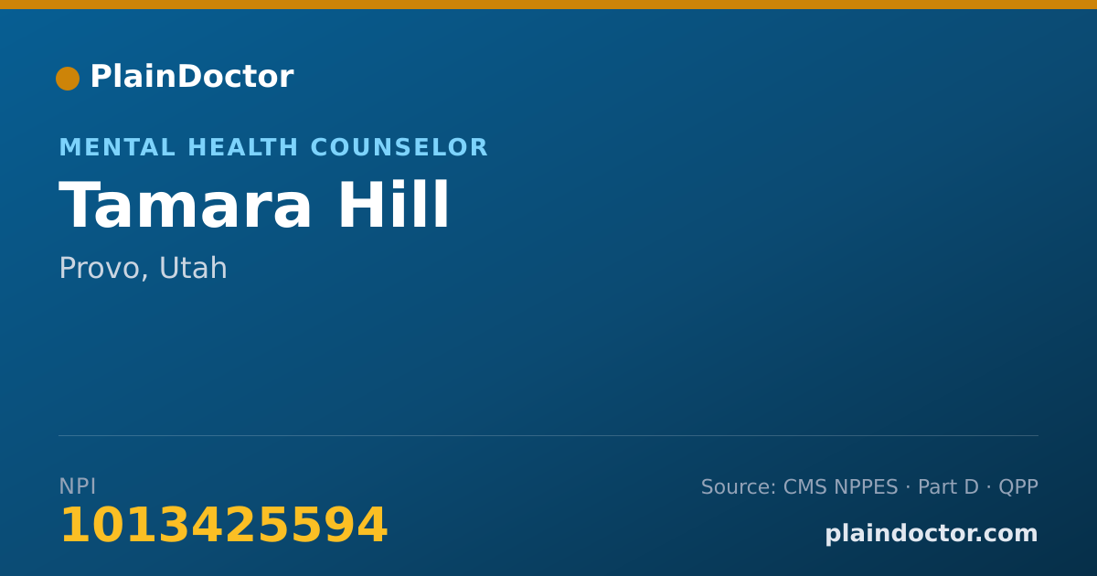 Shareable card for Tamara Hill - Mental Health Counselor, Provo, UT