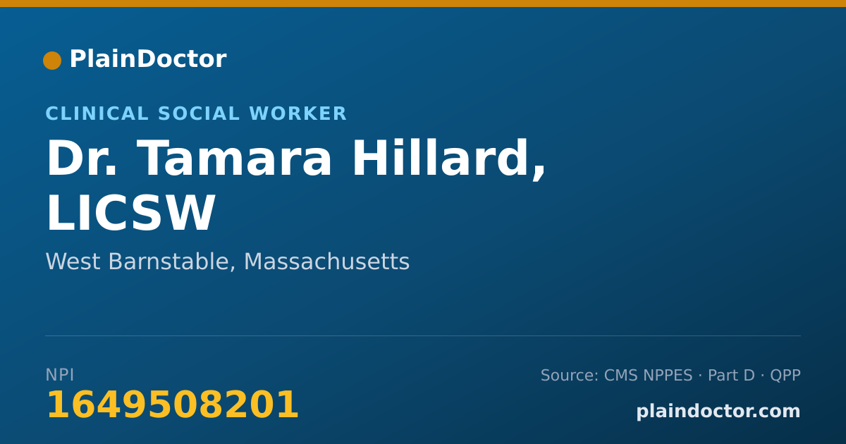 Shareable card for Tamara Hillard, LICSW - Clinical Social Worker, West Barnstable, MA