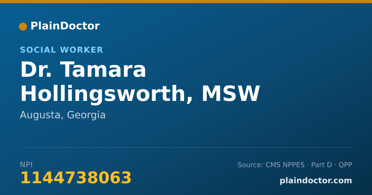 Shareable card for Tamara Hollingsworth, MSW - Social Worker, Augusta, GA