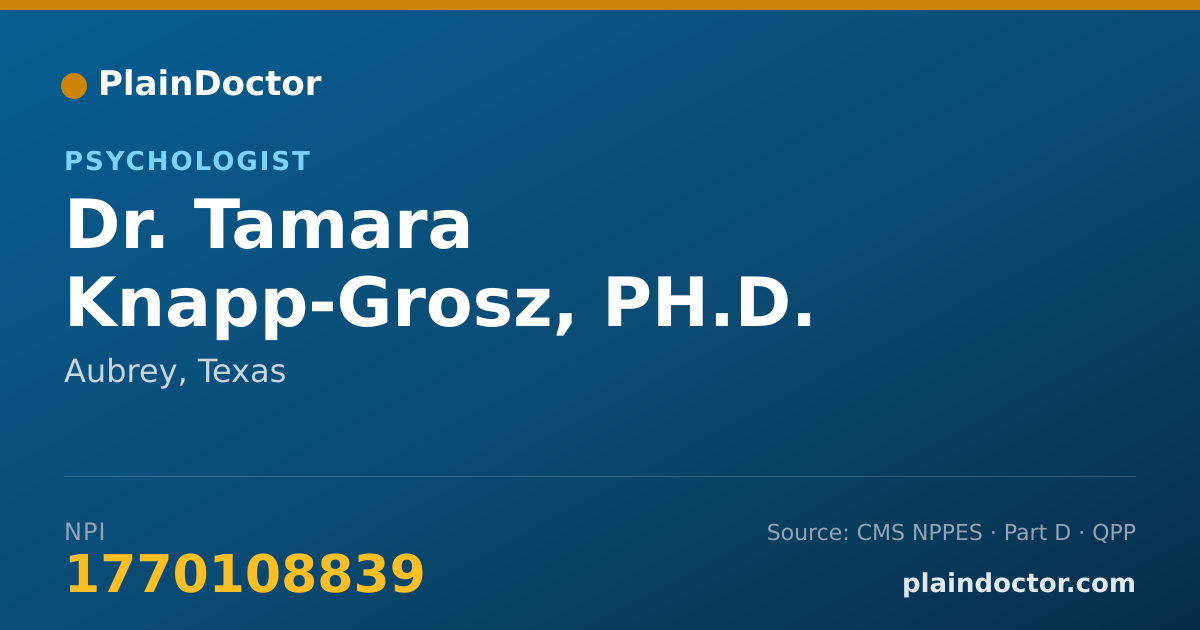 Shareable card for Tamara Knapp-Grosz, PH.D. - Psychologist, Aubrey, TX