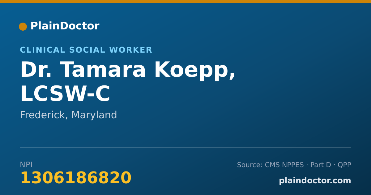 Shareable card for Tamara Koepp, LCSW-C - Clinical Social Worker, Frederick, MD