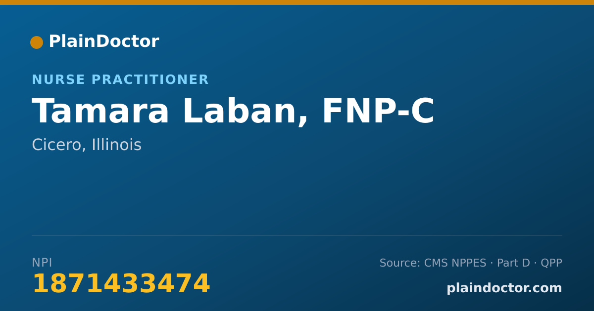 Shareable card for Tamara Laban, FNP-C - Nurse Practitioner, Cicero, IL