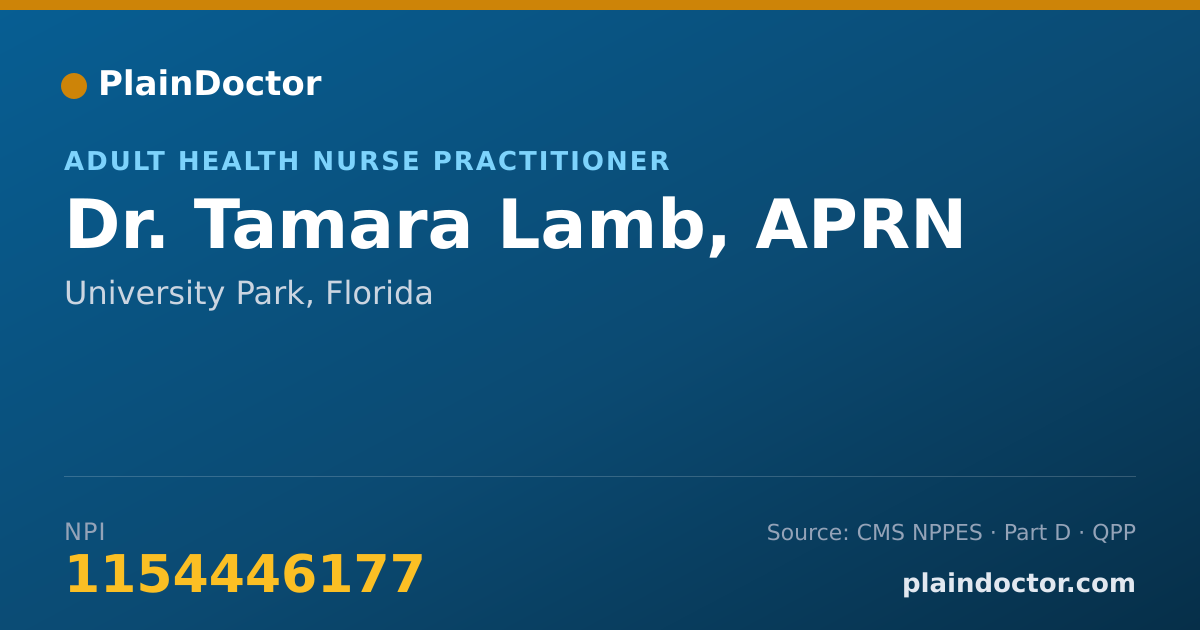 Shareable card for Tamara Lamb, APRN - Adult Health Nurse Practitioner, University Park, FL