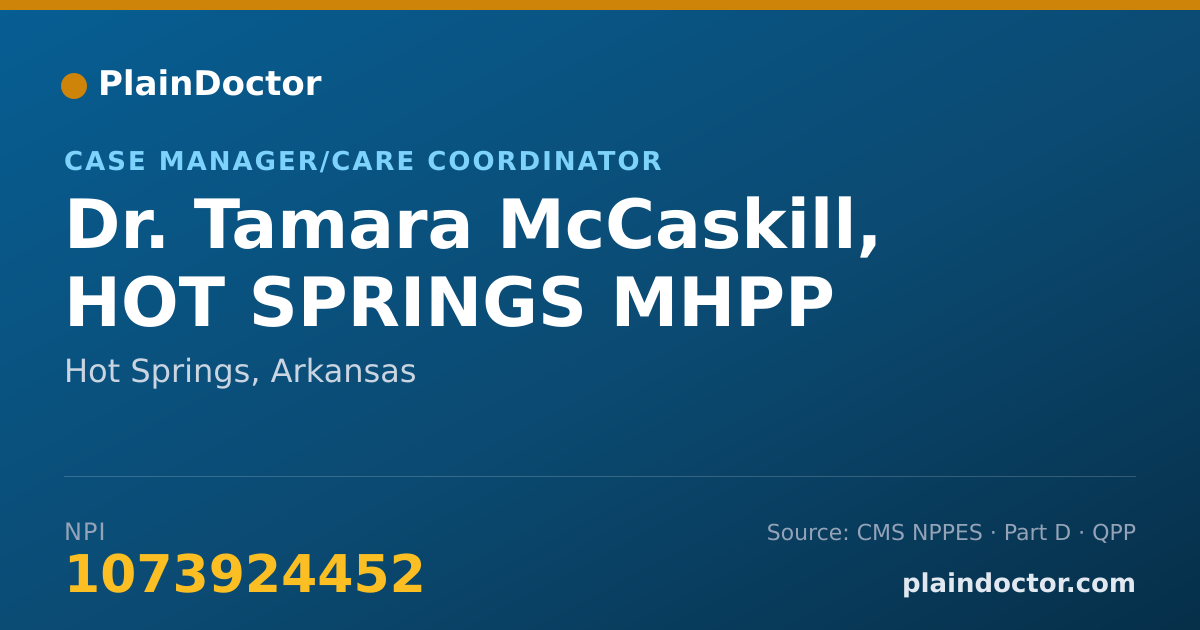 Shareable card for Tamara McCaskill, HOT SPRINGS MHPP - Case Manager/Care Coordinator, Hot Springs, AR