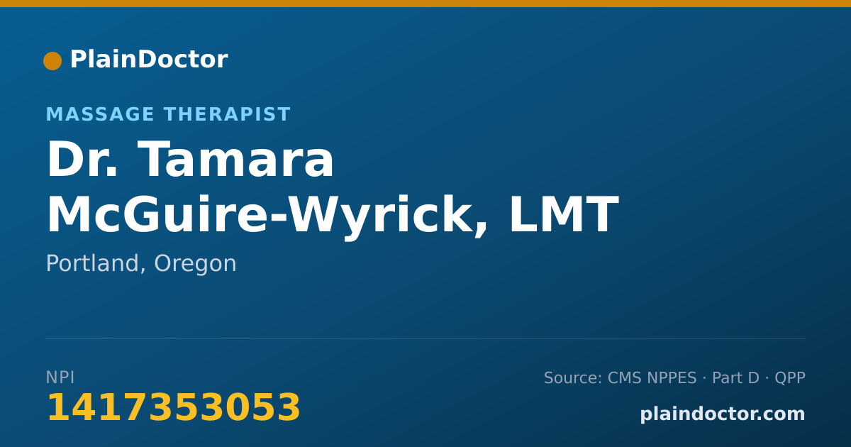 Shareable card for Tamara McGuire-Wyrick, LMT - Massage Therapist, Portland, OR