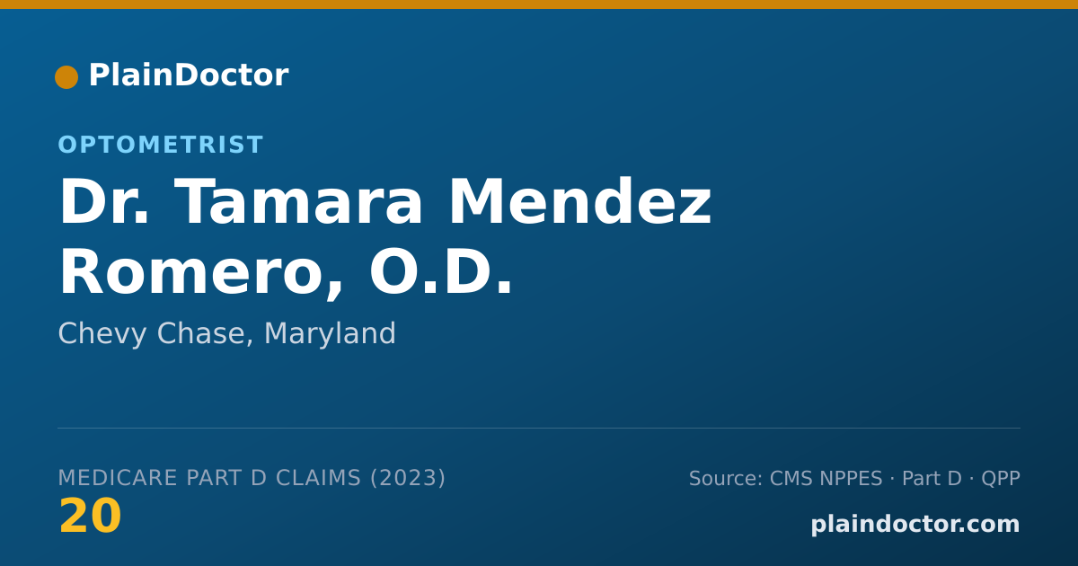 Shareable card for Tamara Mendez Romero, O.D. - Optometrist, Chevy Chase, MD