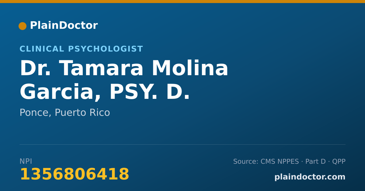 Shareable card for Tamara Molina Garcia, PSY. D. - Clinical Psychologist, Ponce, PR