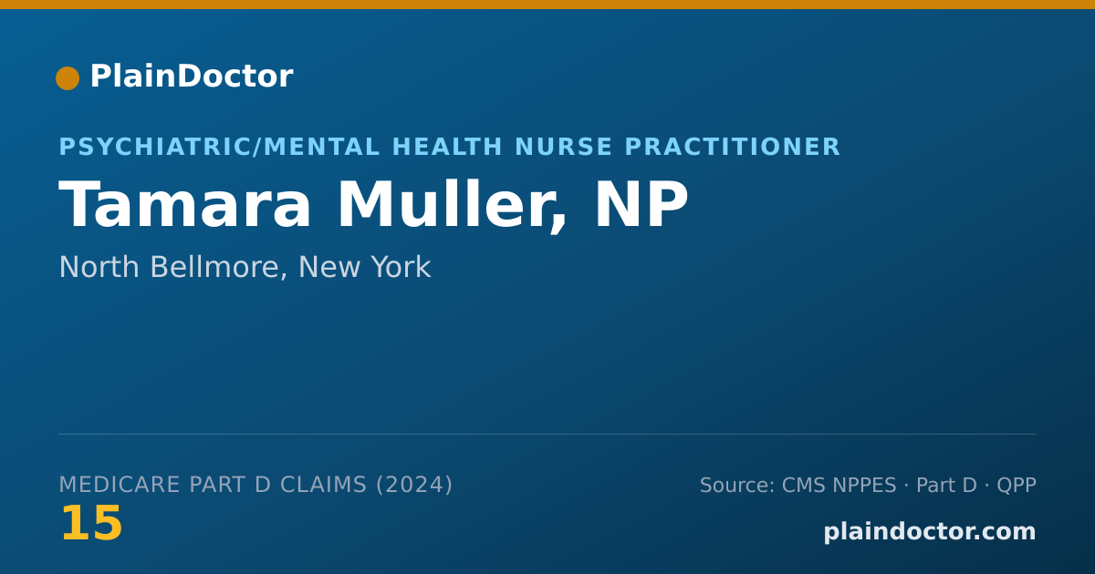 Shareable card for Tamara Muller, NP - Psychiatric/Mental Health Nurse Practitioner, North Bellmore, NY