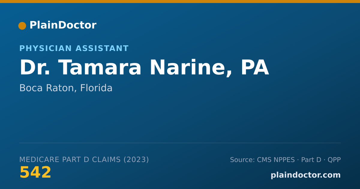 Shareable card for Tamara Narine, PA - Physician Assistant, Boca Raton, FL