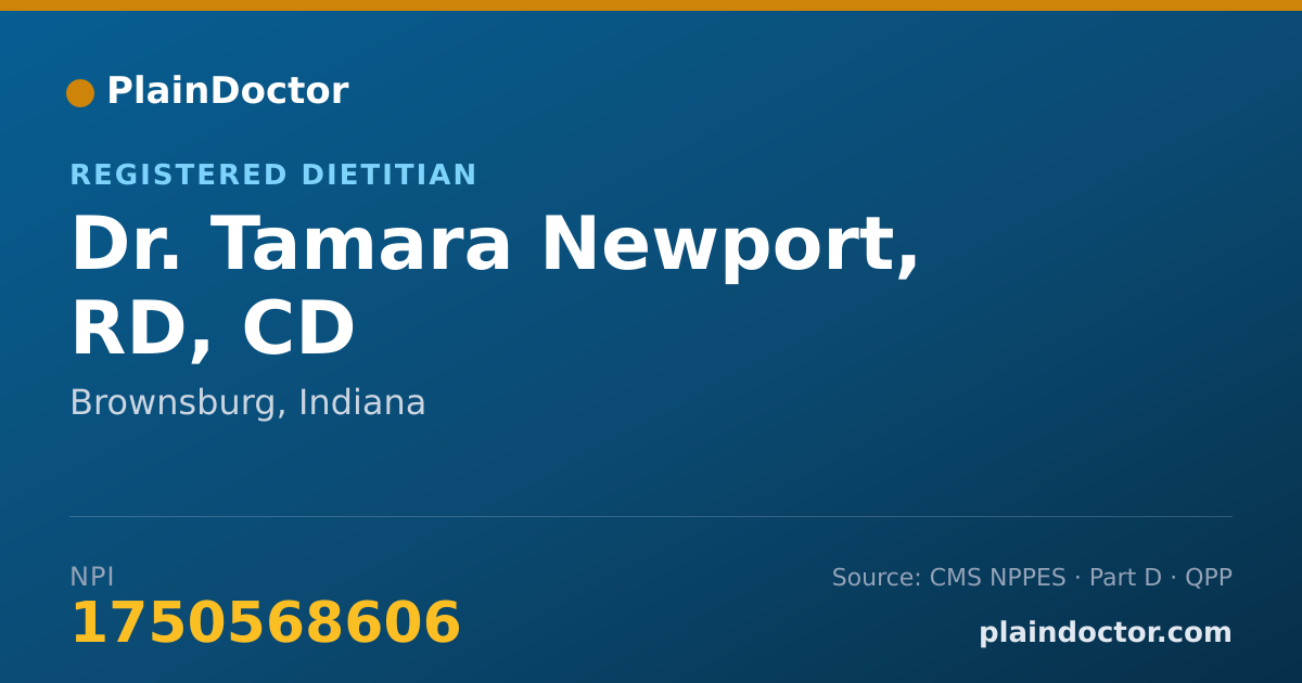 Shareable card for Tamara Newport, RD, CD - Registered Dietitian, Brownsburg, IN