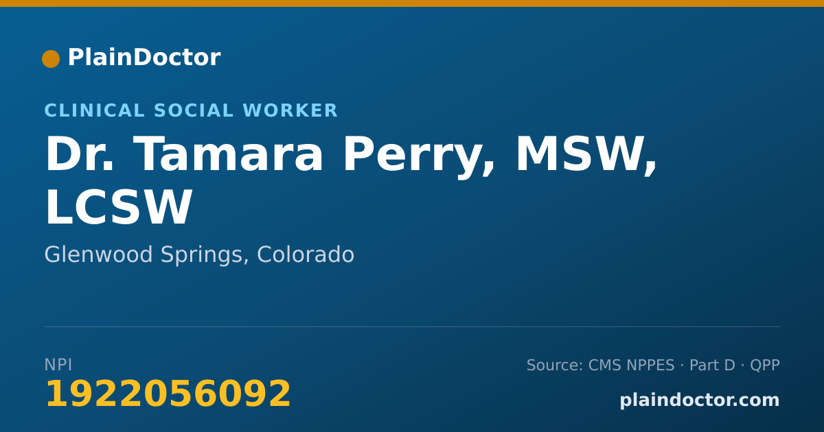 Shareable card for Tamara Perry, MSW, LCSW - Clinical Social Worker, Glenwood Springs, CO