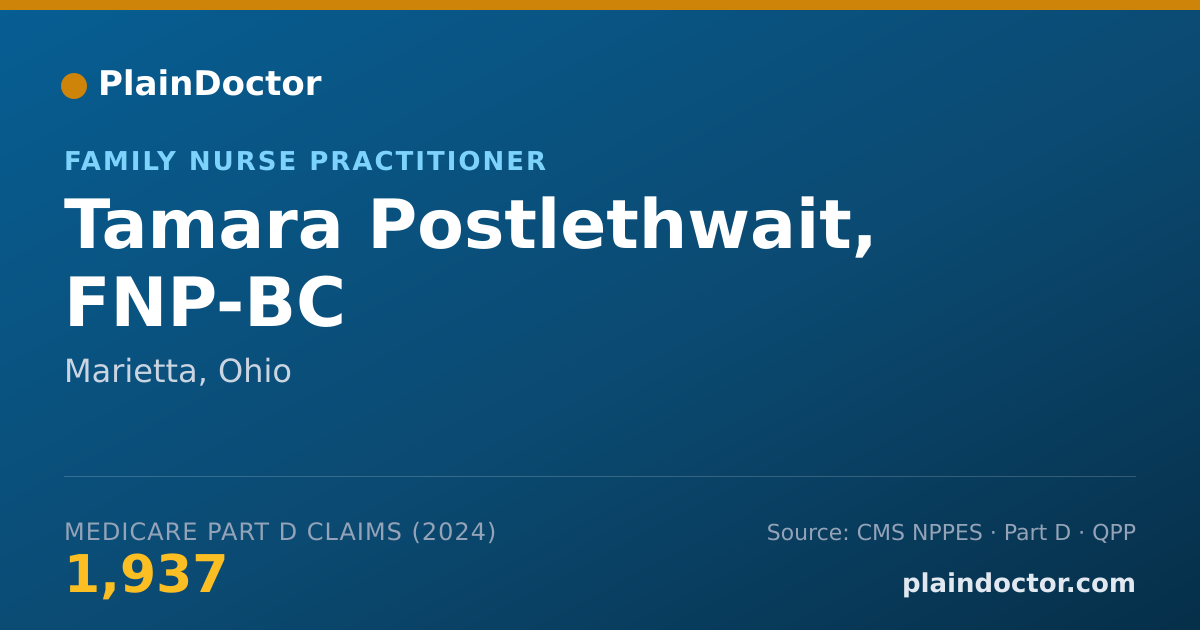 Shareable card for Tamara Postlethwait, FNP-BC - Family Nurse Practitioner, Marietta, OH
