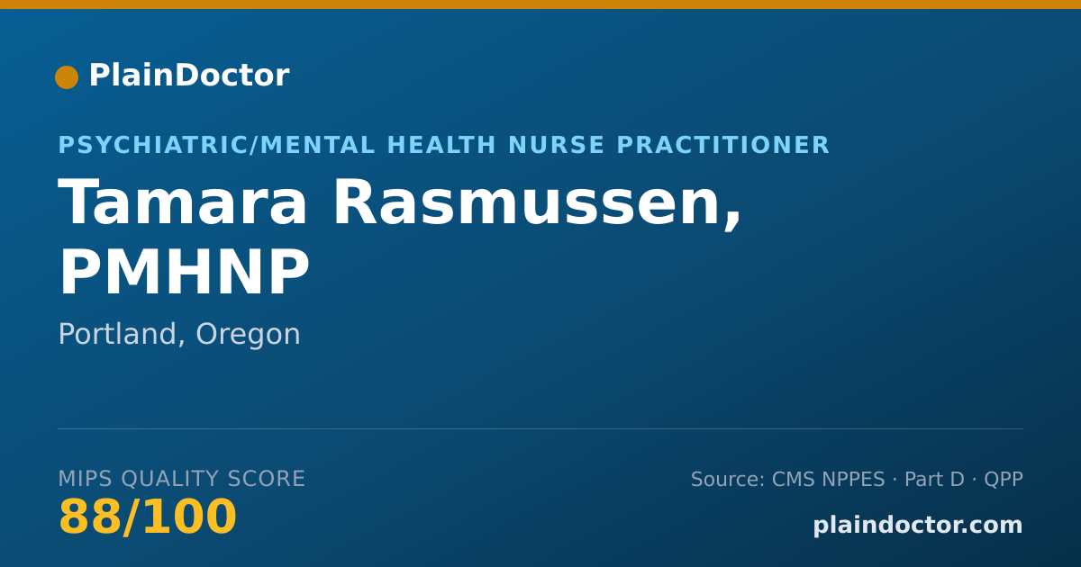 Shareable card for Tamara Rasmussen, PMHNP - Psychiatric/Mental Health Nurse Practitioner, Portland, OR
