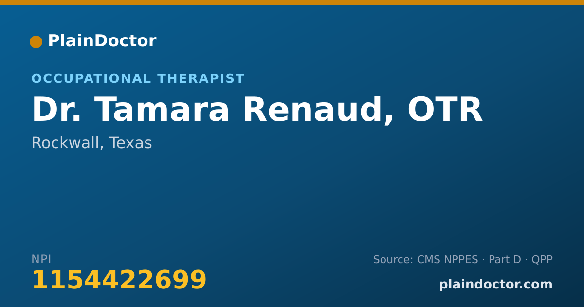 Shareable card for Tamara Renaud, OTR - Occupational Therapist, Rockwall, TX