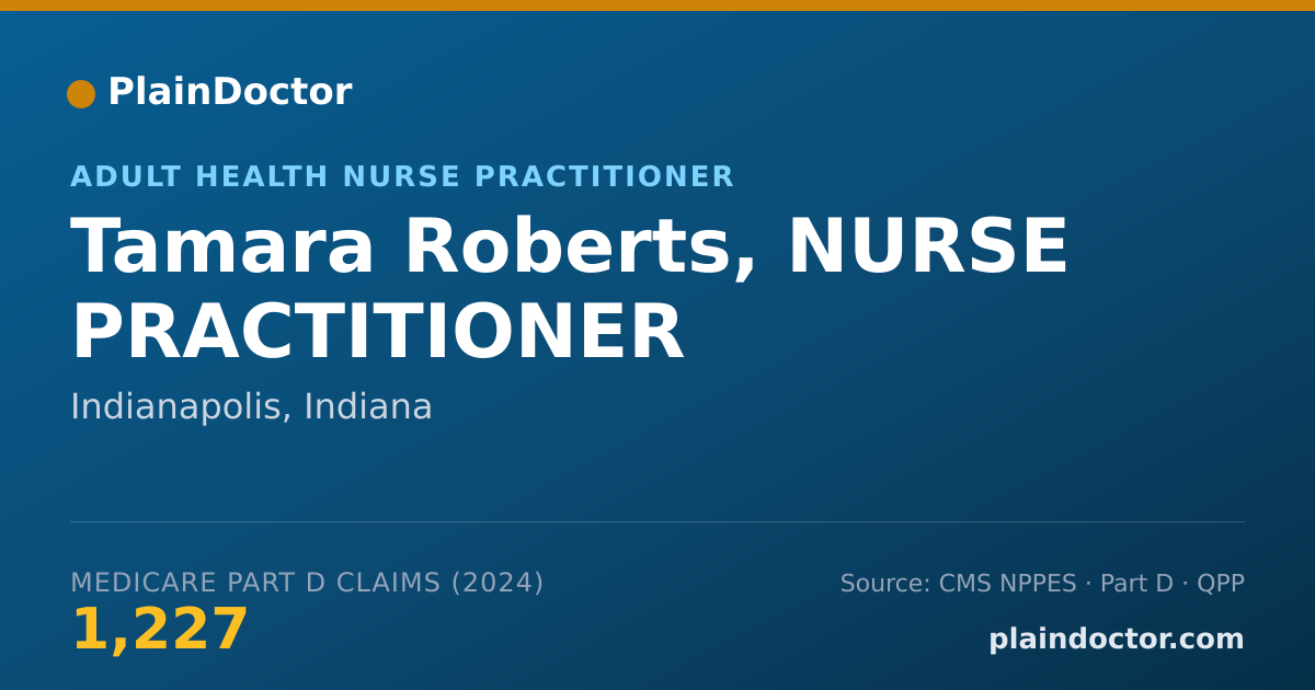 Shareable card for Tamara Roberts, NURSE PRACTITIONER - Adult Health Nurse Practitioner, Indianapolis, IN