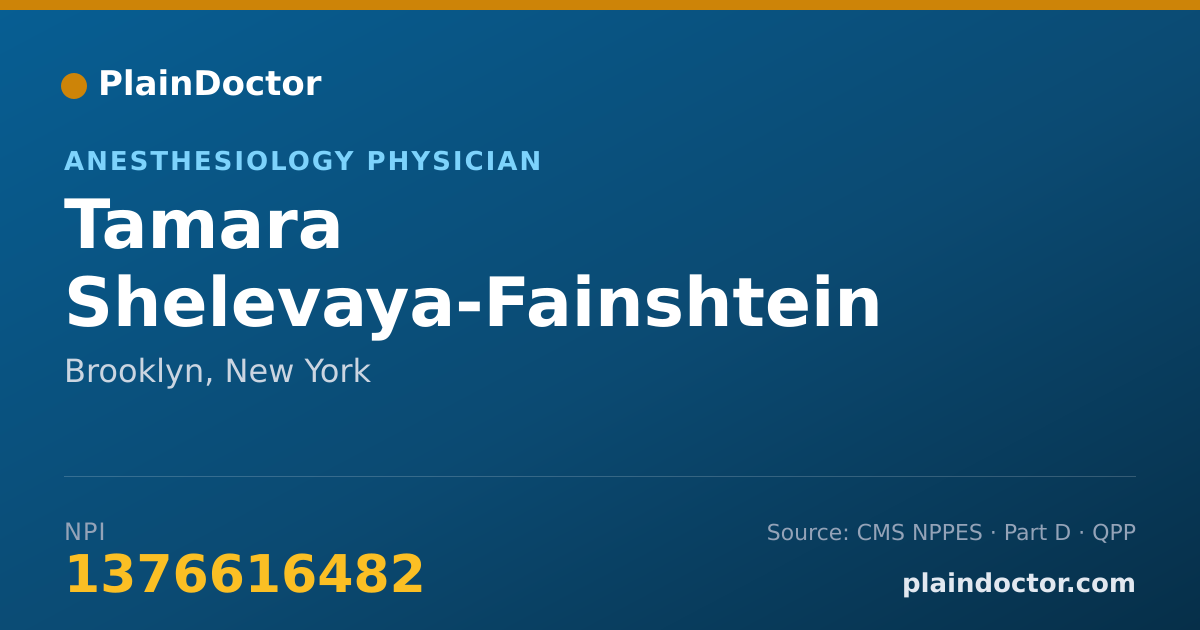 Shareable card for Tamara Shelevaya-Fainshtein - Anesthesiology Physician, Brooklyn, NY