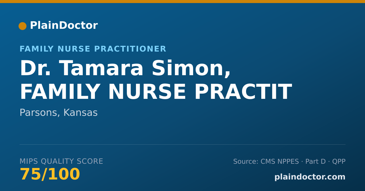 Shareable card for Tamara Simon, FAMILY NURSE PRACTIT - Family Nurse Practitioner, Parsons, KS