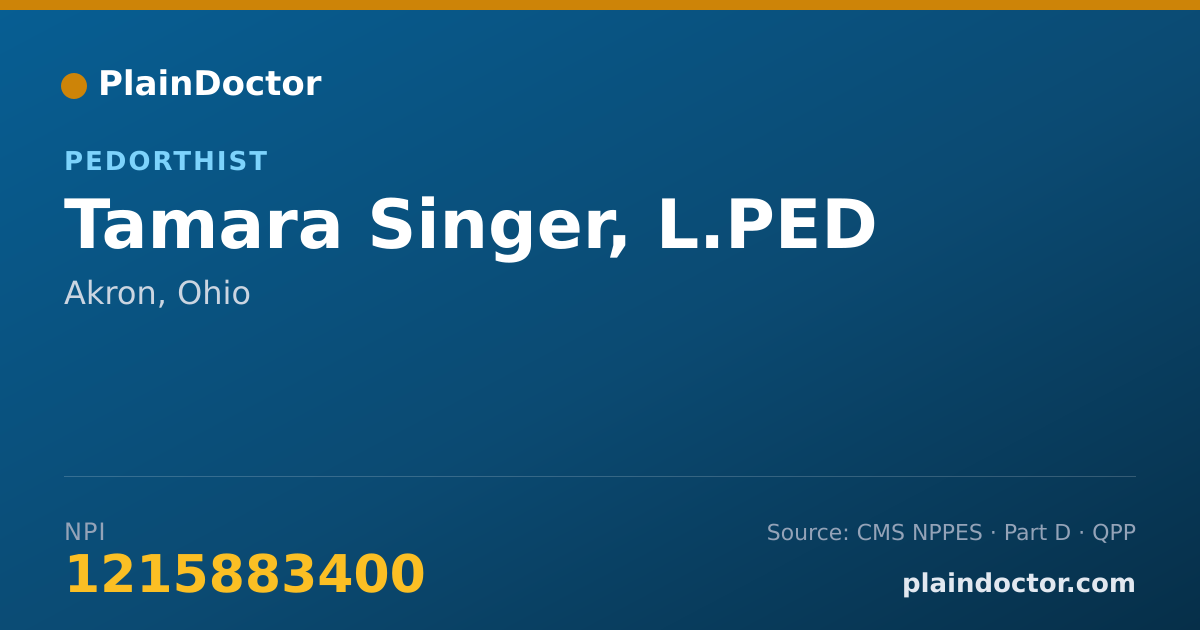 Shareable card for Tamara Singer, L.PED - Pedorthist, Akron, OH