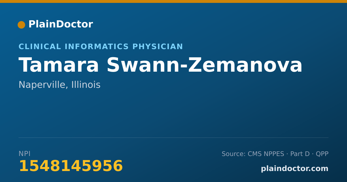 Shareable card for Tamara Swann-Zemanova - Clinical Informatics Physician, Naperville, IL